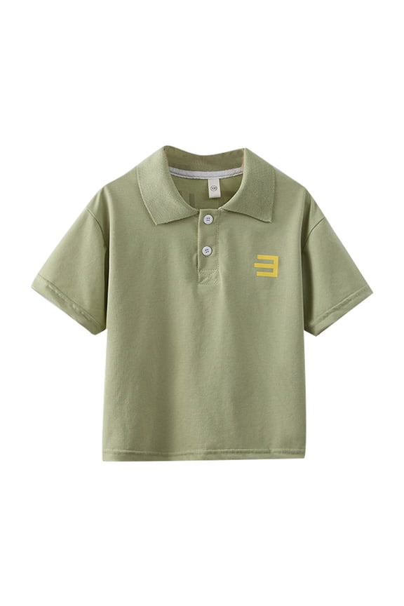 Boys muscle tee Boys Short Sleeve Lapel Collar T-Shirt top Breathable Casual Tee Shirt for Children Youth Comfortable Daily Wear Green 14-15 Years