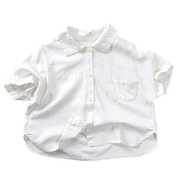 HXWCHs Boys school uniform shirt Boys Summer Casual Short Sleeve Shirt Lightweight Breathable Loose Fit top Comfortable Daily Wear toddler Kids Clothing Ages 1 8 Years White 3-4 Years