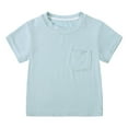 thumbnail image 1 of HXWCHs Boys short sleeve t shirt Summer Boys Girls Short Sleeve Tee Shirt toddler top Soft Casual Kids T Shirt Comfortable Childrens Solid Print Tee Light Blue 0-3 Months, 1 of 4