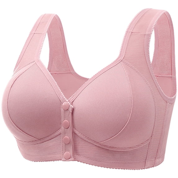 HXWCHs Bras for Older Women No Underwire Full Coverage Senior Padded Bra Floral Front Closure Push Up Bralettes Size: 46 Light Purple