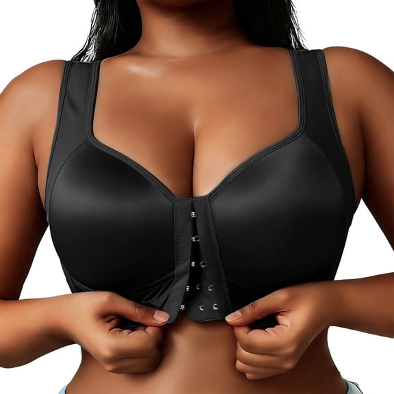 HXWCHs Bras for Women Compression Post Op Surgery Bra Front Closure Recovery Everyday Bra Black L