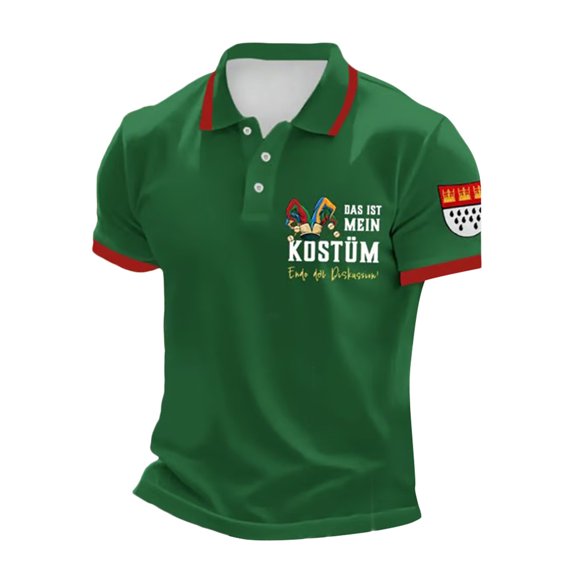 HXWCHs Carnival Men's Knit Shirt Casual Short Sleeve Breathable Comfortable Turn Down Collar Tee for Daily Outdoor Wear M Green