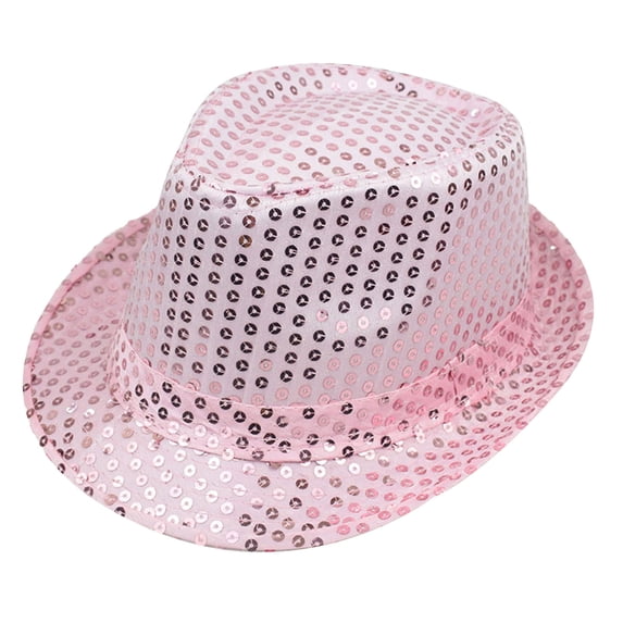 HXWCHs Carnival Sequined Top Hat for Men Elegant Gentleman's Sparkling Formal Party Headwear Pink One Size