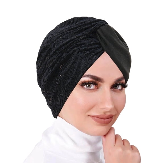 HXWCHs Chemo Headwear Turbans for Women Long Hair Head Scarf Headwraps Cancer Hats Black