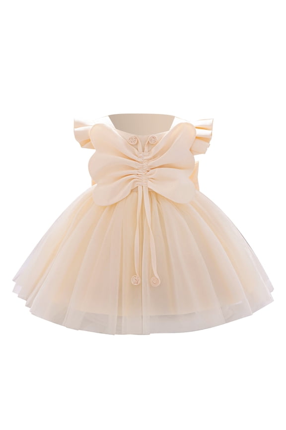 Color Block Dress Exquisite Satin Christening and First Birthday Gown for Baby Girls Featuring a Dramatic Oversized Bow 2-3 Years Rose Gold