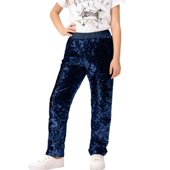 HXWCHs Court Shiny Sequin Outfit for Children Stage Performance and Festival Party 4-5 Years Navy