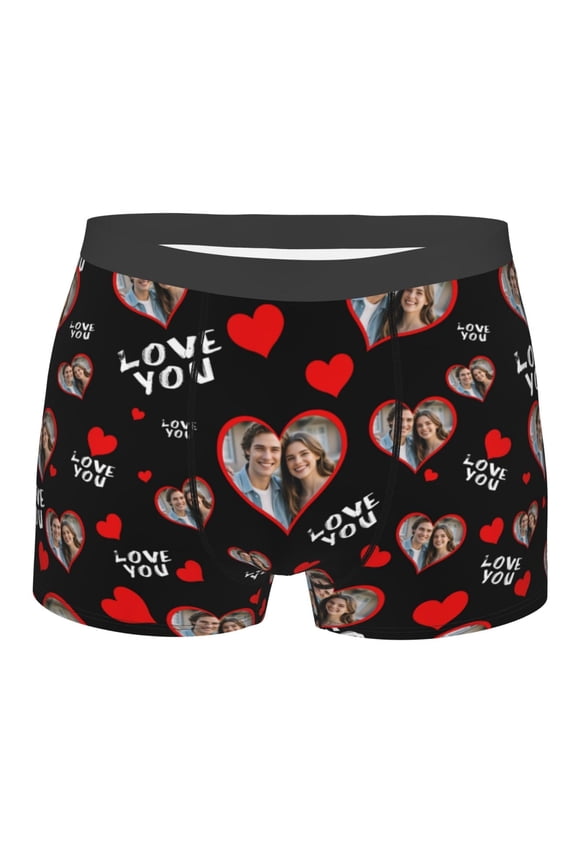 Custom Photo Printed Men's Underwear Novelty Face Briefs Comfortable Stretch Fabric for Him Unique Present XXXL Black