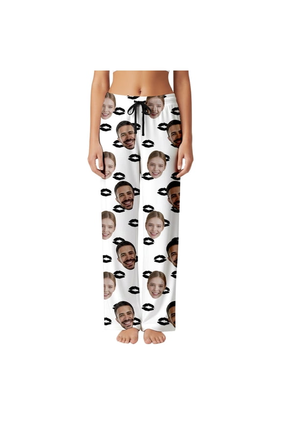 Custom Print Valentine's Day Matching Pants Soft Casual Sleepwear for Couples Comfortable Wear XXL White