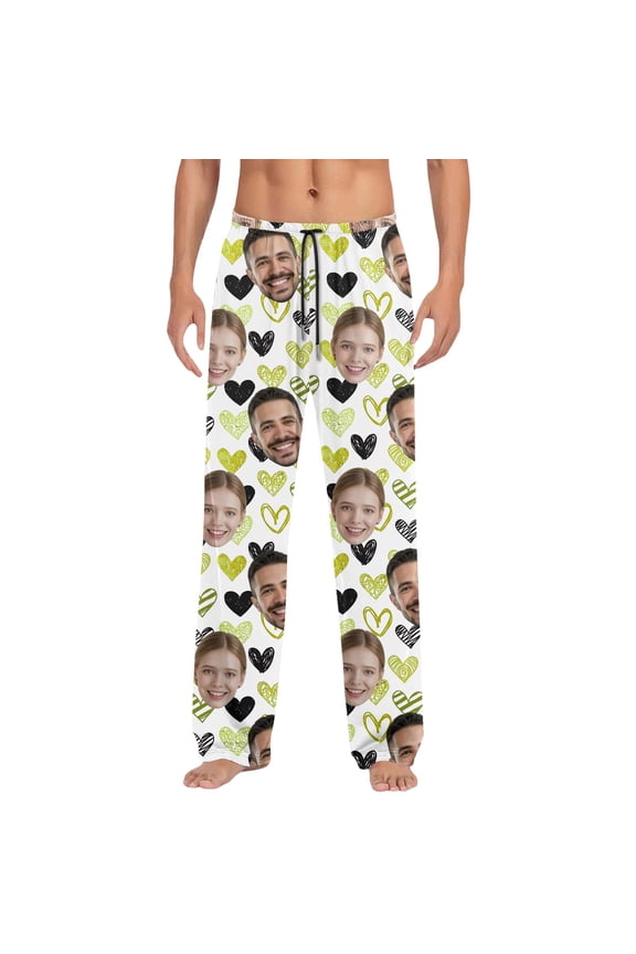 Custom Valentine's Day Personalised Sleep Pants for Men Unique Idea Printed Wear L Light Green