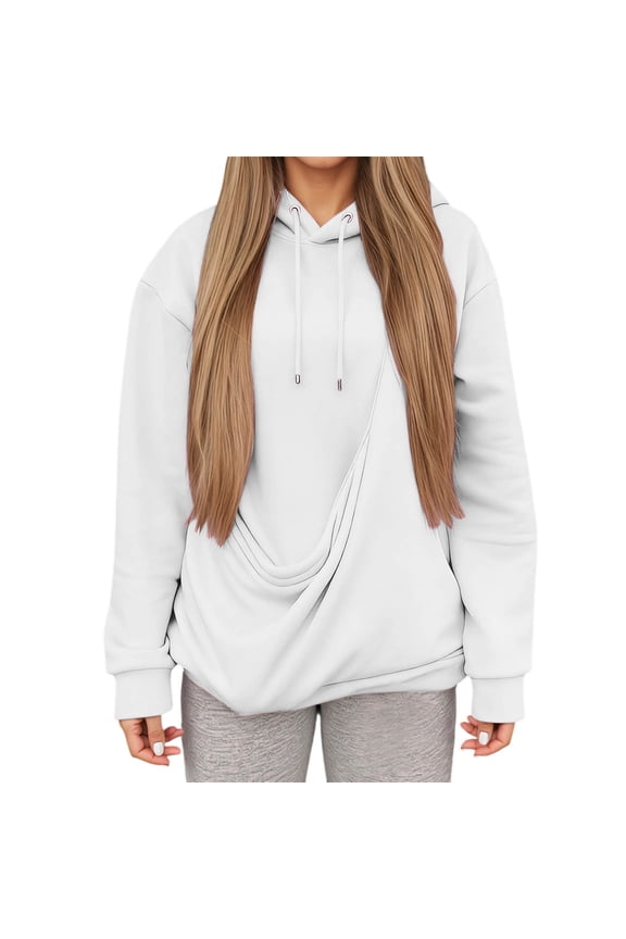 Custom Women's Cat Carrier Hoodie, Winter Kangaroo Pocket Sweatshirt, Personalized for Cat Moms White L