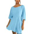 thumbnail image 1 of HXWCHs Denim Jumpsuits for Women, Women's Casual Loose Fit Short Sleeve Romper Jumpsuit Dress Featuring Convenient Side Pockets S Blue, 1 of 8