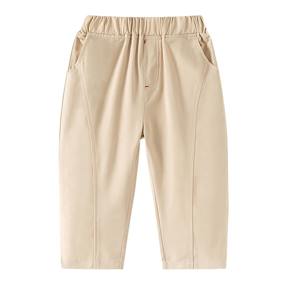 HXWCHs Durable Boys' Denim Jeans for Everyday Wear 2025 Boys Solid Color Casual Pants Fashion Comfortable Elastic Waist Trousers for Kids Brown 5-6 Years