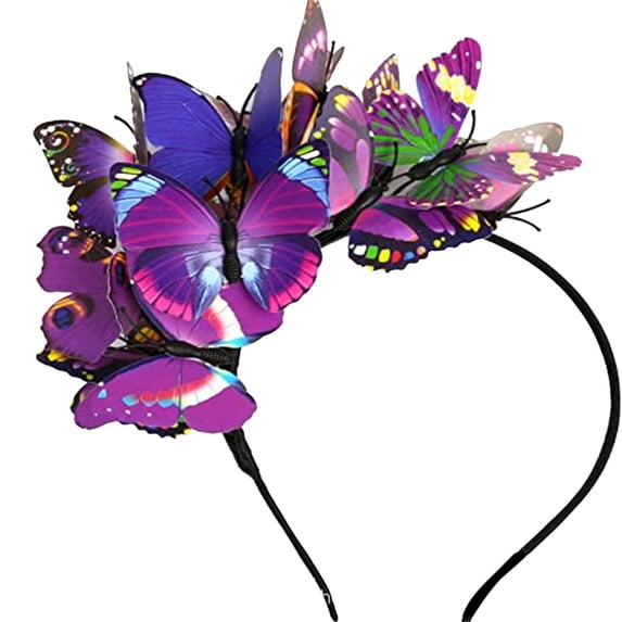 HXWCHs Eclectic Floral Headband with Sparkling Embellishments for Carnival Wedding Fashion Show and Stage Performance Accessory One Size Purple