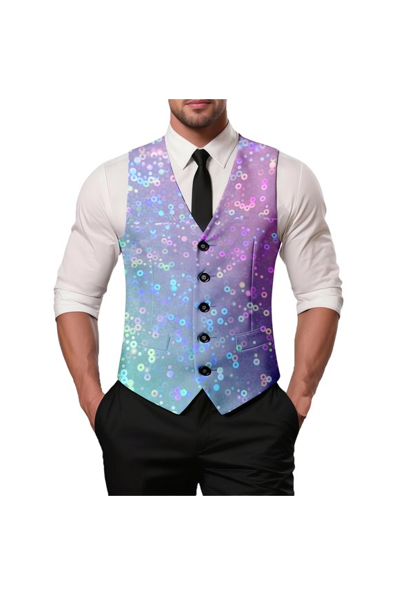 Elegant Carnival Print formal Vest Sleeveless Jacket for Men's Wedding Party Evening Gala Celebration XXXXL Multicolour