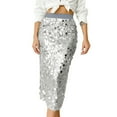 thumbnail image 1 of HXWCHs Elegant High Waist Bodycon Midi Skirt with Sequin Detail for Stylish Casual Party Wear and Versatile Daily Outings Or Special Events M Grey, 1 of 4