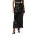 thumbnail image 1 of HXWCHs Elegant Women's Shiny Sequin High Waist Bodycon Maxi Long Skirt for Formal Dance and Party Events Black XL, 1 of 5