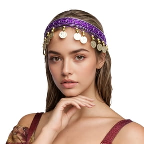 HXWCHs Exquisite Belly Dance Headband with Glittering Sequins and Stage Performance Hair Headpiece for Versatile Home and Stage Use One Size Purple