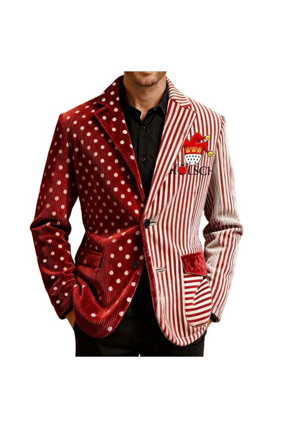 Festive Velvet Corduroy Sequin Print Party Jacket for Men Fashionable with Shimmering Embellishments S Red