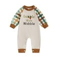 thumbnail image 1 of HXWCHs First Thanksgiving Baby Boy Girl Clothes Outfits Turkey Gobble Embroidered Jumpsuit Plaid Romper Fall Size: 6-12 Months Khaki, 1 of 8