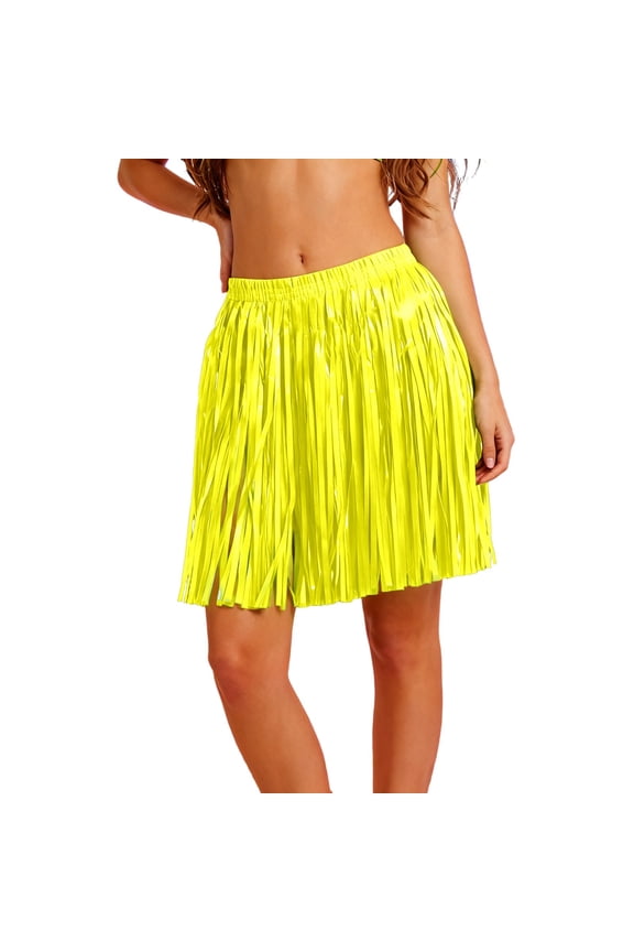 Fluorescent Dance Skirt for Carnival Performances and Festive Celebrations Featuring Flowing Fringe Design One Size Yellow
