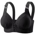 thumbnail image 1 of HXWCHs Front Closure Bras for Women Full Coverage Lace Wireless Bralettes Soft Breathable Support Wirefree Everyday Bras Size: 46 Black, 1 of 3