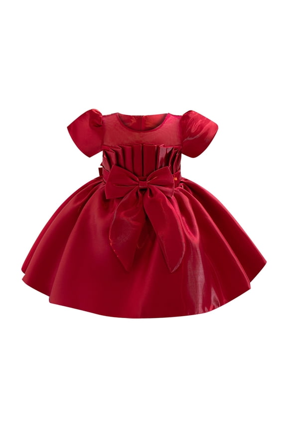 Frozen Elsa Dress Girls Tutu Dress with Bowknot for Wedding Bridesmaid Birthday Party Pageant and Baptism Celebrations 2-3 Years Red