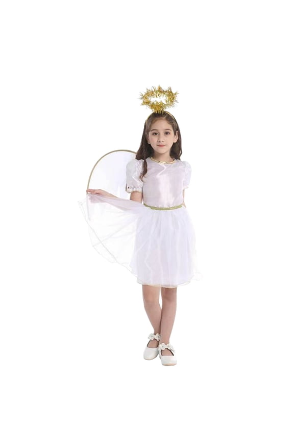 Girls Angel Fancy Dress Set for Parties Performances and formal Events 5-7 Years White
