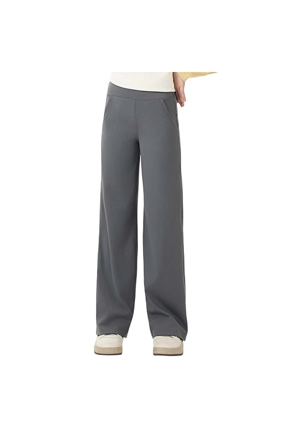 Girls Athletic Pants Girls' Straight Leg Dance Pants with for Sports Yoga and Athletic Wear Comfortable Wide Fit Trousers for Teen Youth 13-14 Years Grey