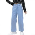 thumbnail image 1 of HXWCHs Girls Baggy Jeans Casual Wide Leg Denim Pants for Kids Comfortable Stretchable Soft Fabric Loose Fit Blue 13-14 Years, 1 of 5
