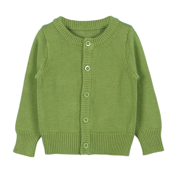 HXWCHs Girls Cardigan Long Sleeve Button Front Knit Sweater Crew Neck Soft Kids Outerwear 7-8 Years Green