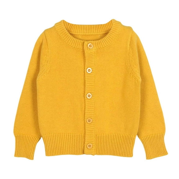 HXWCHs Girls Cardigan Long Sleeve Button Up Crew Neck Knit Sweater for Kids toddler Outerwear 12-18 Months Pink