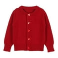 thumbnail image 1 of HXWCHs Girls Cardigan Long Sleeve Button Up Crew Neck Knit Sweater for Kids toddler Outerwear 18-24Months Red, 1 of 3