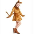 thumbnail image 1 of HXWCHs Girls Cartoon Dress Velour Outfit with Tail and Headband for Holiday Party 8-10 Years Brown, 1 of 8
