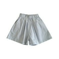 thumbnail image 1 of HXWCHs Girls Casual Elastic Waist Wide Leg Shorts Comfortable Loose Fit Summer Play Pants for Toddler Kids Age 3-12 Years Blue 3-4 Years, 1 of 3