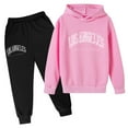 thumbnail image 1 of HXWCHs Girls Casual Letter Graphic Hoodie and Jogger Tracksuit Set Two Piece Outfit for Kids Play and School 5-6Years Light Pink, 1 of 3