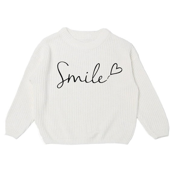 HXWCHs Girls' Color Block Sweater Cotton Blend Crewneck Fall To 18-24 Months White