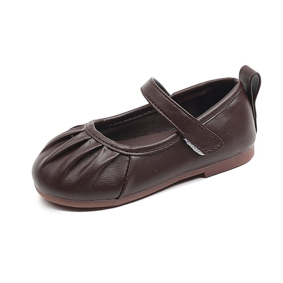 HXWCHs Girls Dress Shoes Flower Girl Mary Jane Flats Wedding Party School Shoes for Toddler Little Kid Big Kid Brown 2-2.5 Years