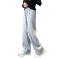 thumbnail image 1 of HXWCHs Girls Elastic Waist Drawstring Sweatpants Casual Active Joggers Wide Leg Comfortable Pants for 4 to 12 Years Gray 5-6 Years, 1 of 5