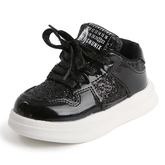 HXWCHs Girls' Everyday Sneakers Lightweight Cushioned Casual Shoes with Flexible Sole for Kids4-4.5 Years Black