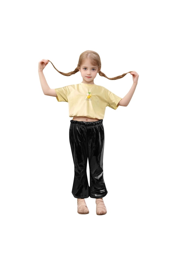 Girls Flared Dance Pants Folk Performance Fishtail Botofms for Children Stage Wear 13-14Years Black