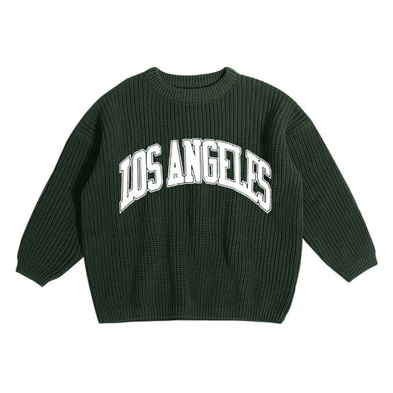 HXWCHs Girls' Sweater Cute Graphic Crewneck Fall Outfit 4-5 Years Army Green