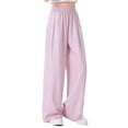 thumbnail image 1 of HXWCHs Girls High Waisted Sweatpants Casual Loose Fit Streetwear Elastic Drawstring Solid Color Children Pants Wide Leg Baggy Athletic Gray 9-10 Years, 1 of 3