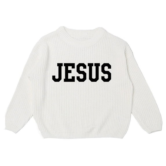 HXWCHs Girls' Holiday Sweater Santa Graphic Knit Winter Outfit 6-12 Months White