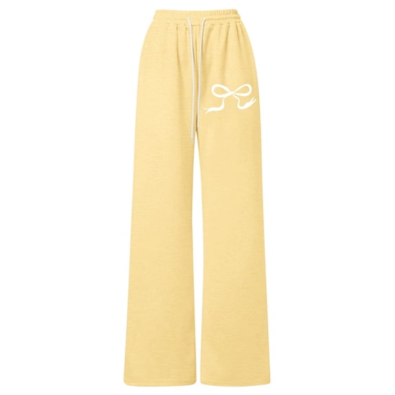 HXWCHs Girls Pants Lightweight Straight Leg Bow Drawstring Joggers Athletic Casual Comfortable Soft Pants for Play and Relaxation 110 Yellow