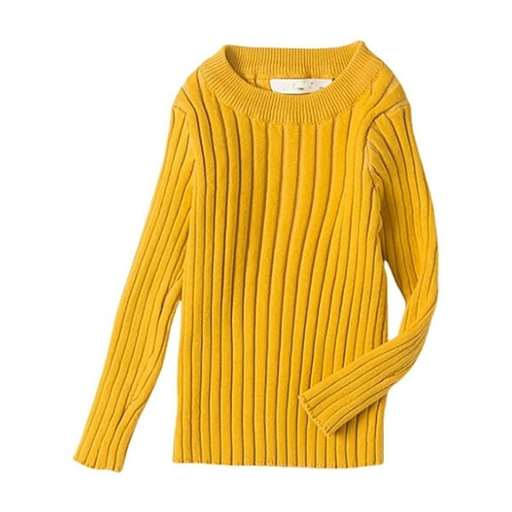 HXWCHs Girls Knit Sweater Soft Pullover top Round Neck Long Sleeve Warm Casual Fall Winter Clothes for toddler Kids 18-24Months Yellow