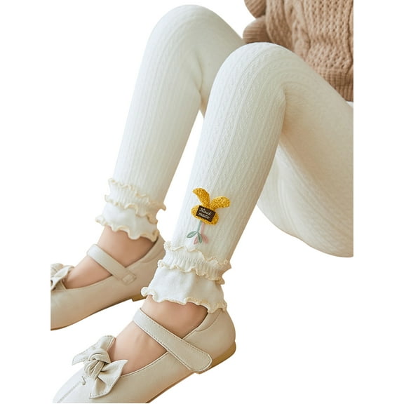 HXWCHs Girls Leggings Stretchy Knitted Pantyhose Toddler Kids Baby Basic Pants For Spring Autumn Comfortable Soft Stockings White 6-12 Months