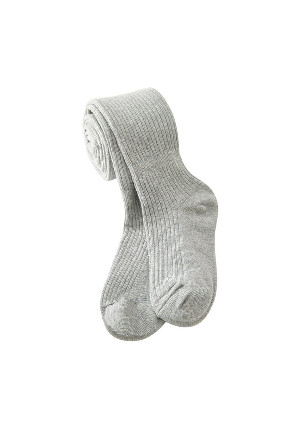 Girls Leggings Stretchy Knitted Tights Toddler Baby Full Length Pants Soft Comfortable For Spring Autumn Winter Gray 6-12 Months