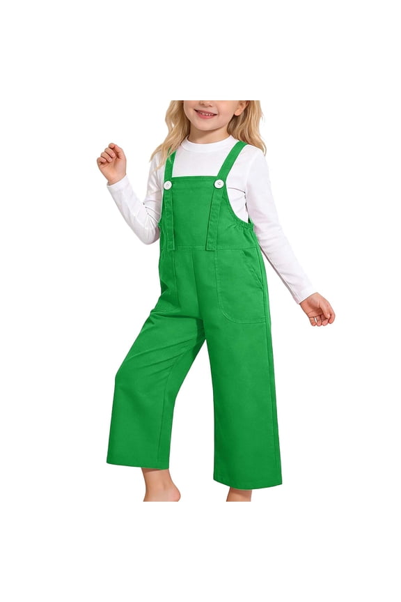 Girls Lightweight Pants Performance Overalls Cute Suspenders Pants for Dance Choir and Year Events 13-14 Years Green