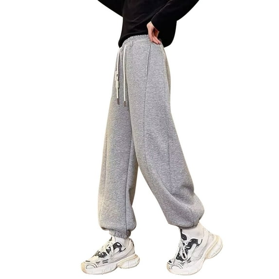 HXWCHs Girls Lined Athletic Pants Spring Fall Kids Joggers Comfortable Sports Trousers Soft Stretchy Activewear for Play Gray 150
