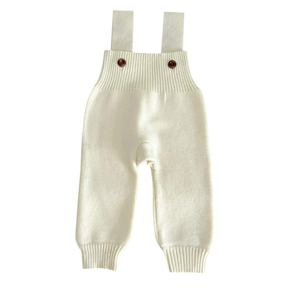 HXWCHs Girls Pants Baby Knit Jumpsuit Overalls Suspender Sweater Romper Fall Winter Outfits Soft Comfortable Toddler Clothing Beige 6-12 Months